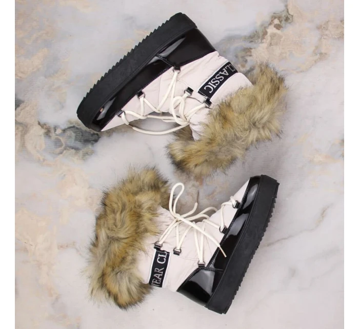 Šněrovací sněhule na platformě s kožešinou Vinceza W JAN262 beige Šněrovací sněhule na platformě s kožešinou Vinceza W JAN262 beige