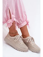 Kožené síťované dámské polobotky Vinceza 79629 zlaté