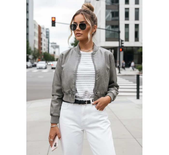 Dámská kožená bunda SANTOL šedá FashionStreet TY4340