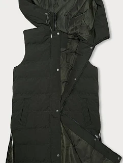 Dlouhá dámská péřová vesta v army barvě model 18822994 - J.STYLE