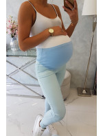 Těhotenské kalhoty, barevná džínovina studená modrá
