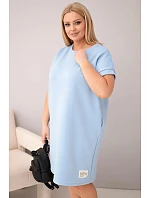 Dámské šaty Plus Size s krátkým rukávem a kapsami modrá