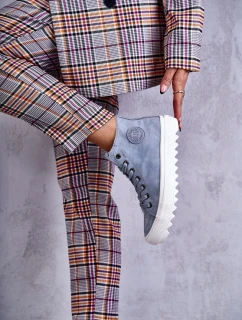 Dámské Kožené Teplé Tenisky Big Star EE274115 Světle Modré