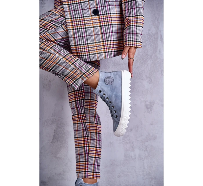 Dámské Kožené Teplé Tenisky Big Star EE274115 Světle Modré Dámské Kožené Teplé Tenisky Big Star EE274115 Světle Modré