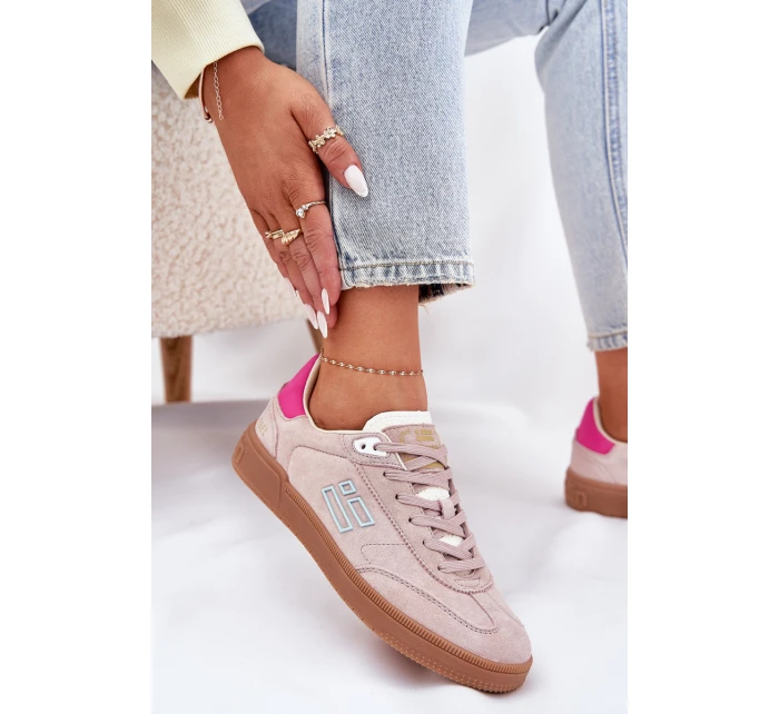 Semišové Sportovní Boty Sneakers Dámské D.Franklin DFSH387005 Špinavě Růžové