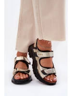 Dámské kožené sandály se suchým zipem Artiker 56C0469 zlaté