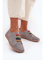 Kožené semišové dámské polobotky model 22044841 Šedé - VINCEZA