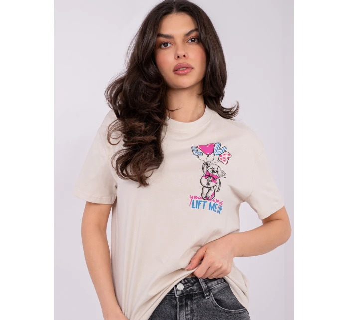 T shirt model 21821437 jasny beżowy - FPrice