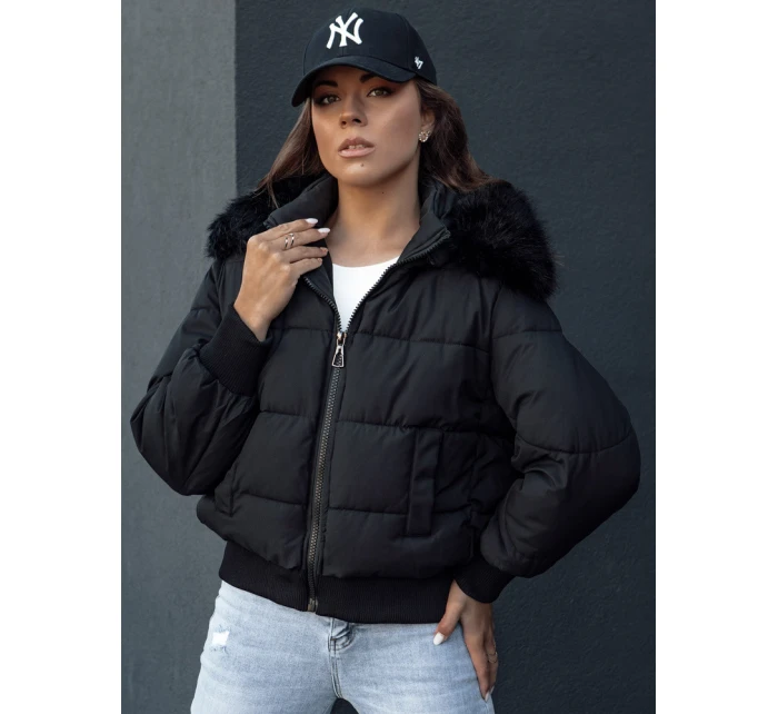 Dámská prošívaná zimní bunda s kožešinou černá Dstreet model 21979224 - FashionStreet