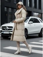Dámský zimní dlouhý prošívaný kabát FAVI béžový FashionStreet TY4572