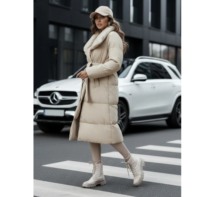 Dámský zimní dlouhý prošívaný kabát FAVI béžový FashionStreet TY4572