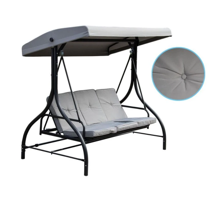 ZAHRADNÍ A BALKONOVÁ HOUPAČKA NINA 3MÍSTNÁ ŠEDÁ