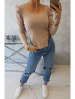 Halenka s buffovými rukávy tmavě béžová Halenka s buffovými rukávy tmavě béžová