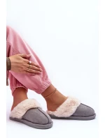 Dámské Pantofle s Kožešinou Šedé Pinky