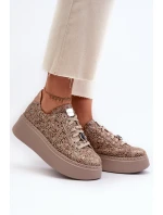 Kožené sportovní boty na platformě model 21657258 Bežové - Maciejka