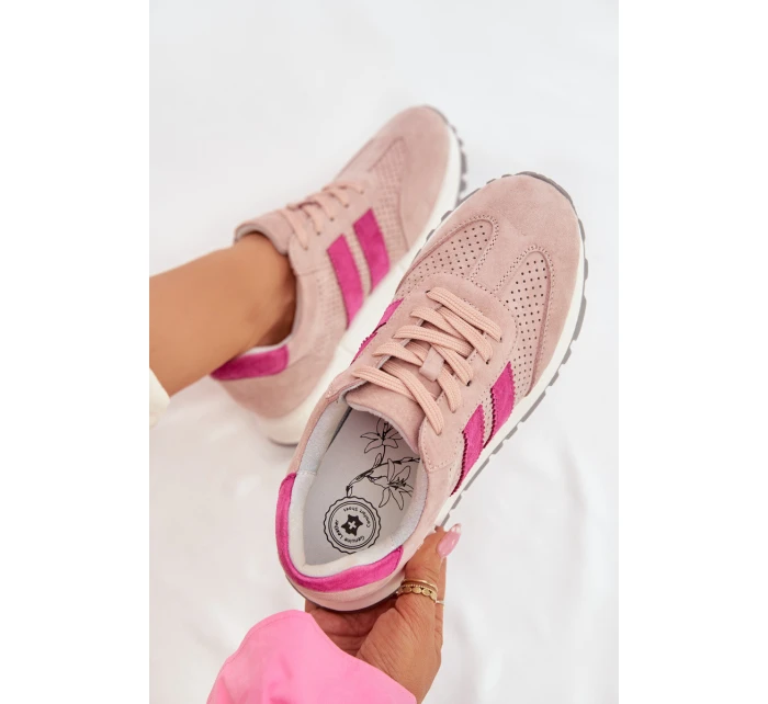 Dámské tenisky z přírodního semiše růžové model 22013945 - EVENTO