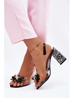 Průhledné sandály na podpatku Vinceza 70121 Černé