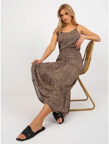 Šaty model 18372282 hnědé - FPrice Šaty model 18372282 hnědé - FPrice