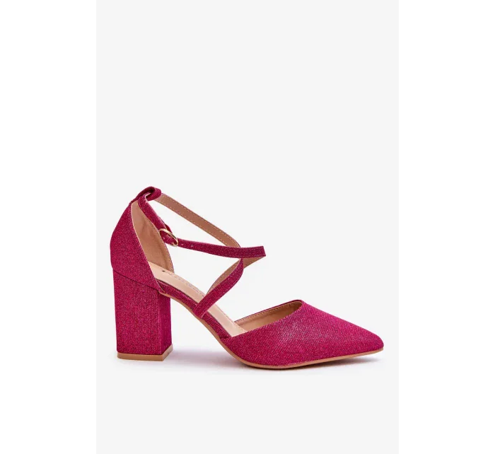 Módní třpytivé lodičky na podpatku fuchsiové Galaxy