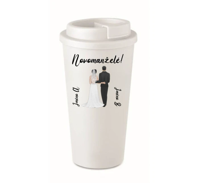 Personalizovaný cestovní termohrnek s novomanželským párem Personalizovaný cestovní termohrnek s novomanželským párem