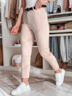 Dámské kalhoty slim fit s páskem TAIRONIK růžové FashionStreet UY2548