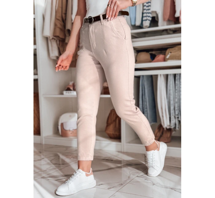 Dámské kalhoty slim fit s páskem TAIRONIK růžové FashionStreet UY2548