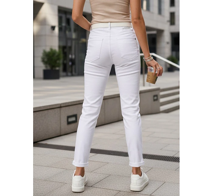 Dámské džíny mom fit s vysokým pasem a páskem bílé FashionStreet UY2924