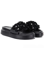 Dámské žabky s květinovou platformou černé by S.Barski model 22117605 - D&A