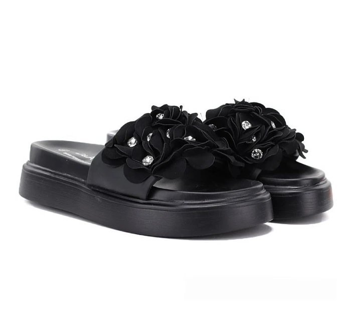 Dámské žabky s květinovou platformou černé by S.Barski model 22117605 - D&A