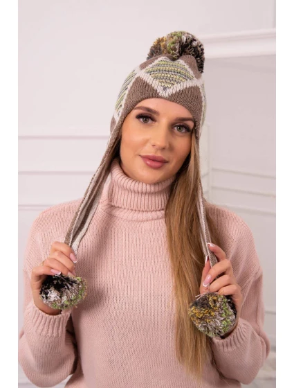 Dámská klapka na uši Eunika K322 cappuccino+beige Dámská klapka na uši Eunika K322 cappuccino+beige