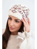 Dámská zimní vlněná čepice s ozdobnými krystalky K399 černá