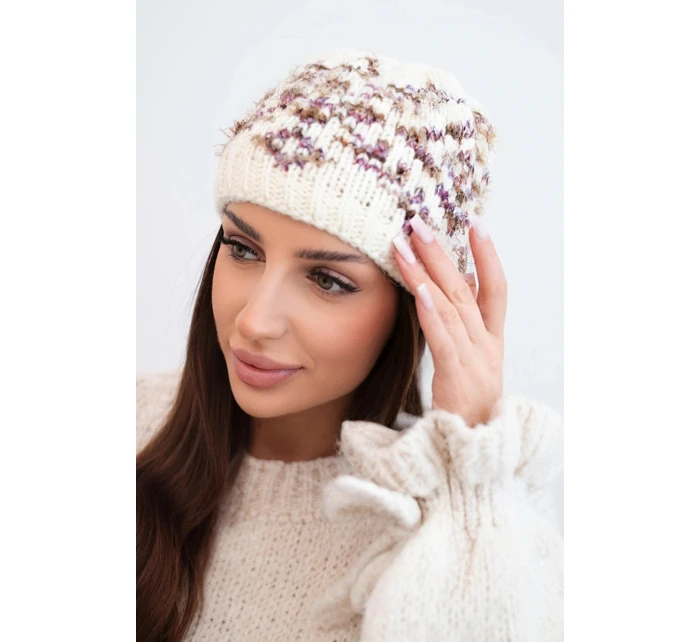 Dámská zimní vlněná čepice s ozdobnými krystalky K399 černá