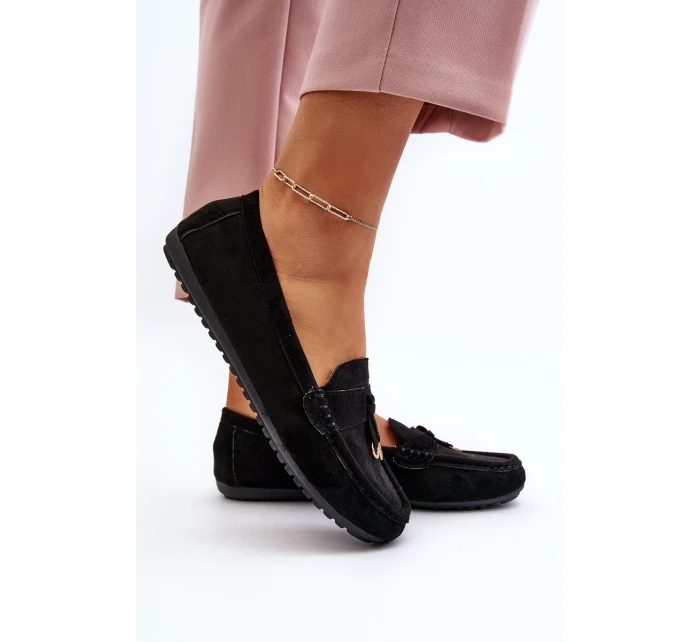 Dámské klasické černé semišové mokasíny model 21651268 - Boto Dámské klasické černé semišové mokasíny model 21651268 - Boto