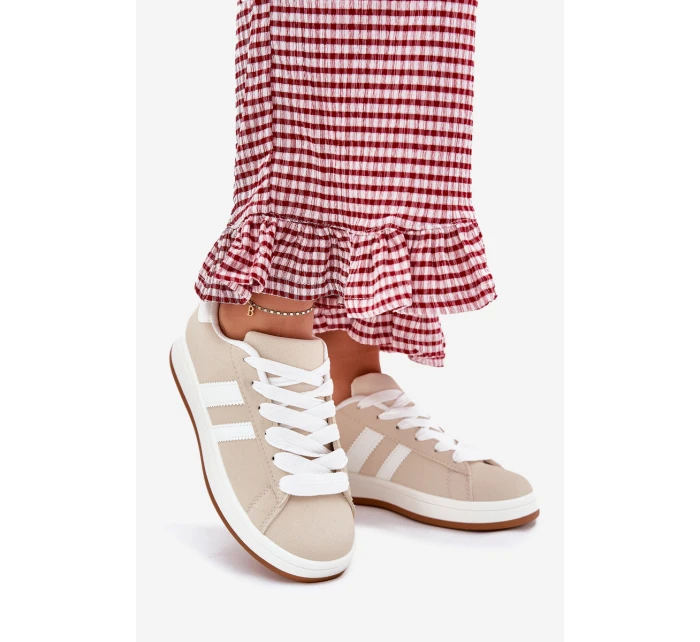 Dámské Sportovní Boty Sneakersy Z Eko Kůže Béžové model 21701259 - Boto