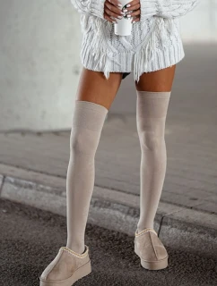 Dámské bavlněné hladké nadkolenky – béžové