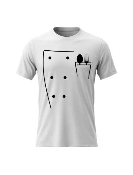 Pánské bavlněné tričko s potiskem - KUCHAŘ - bílé