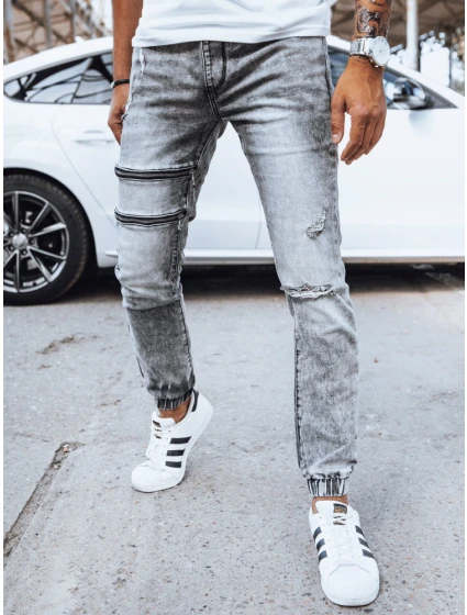Pánské džínové kalhoty jogger šedé FashionStreet UX4039