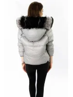 Tmavě modro-šedá oboustranná dámská bunda (b9555) Tmavě modro-šedá oboustranná dámská bunda (b9555)