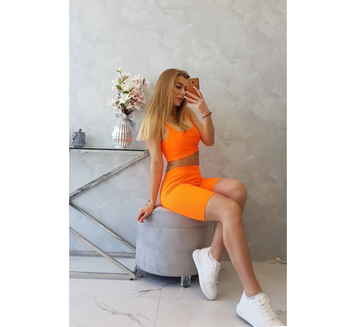 Sada s kalhotami s vysokým pasem oranžová neonová Sada s kalhotami s vysokým pasem oranžová neonová