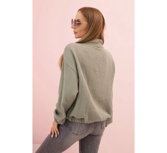 Dámská mušelínová košile s dlouhým rukávem khaki Dámská mušelínová košile s dlouhým rukávem khaki