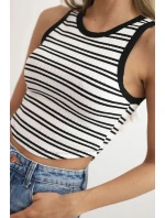 Dámská pruhovaná bavlněná bezrukávová blůza černá