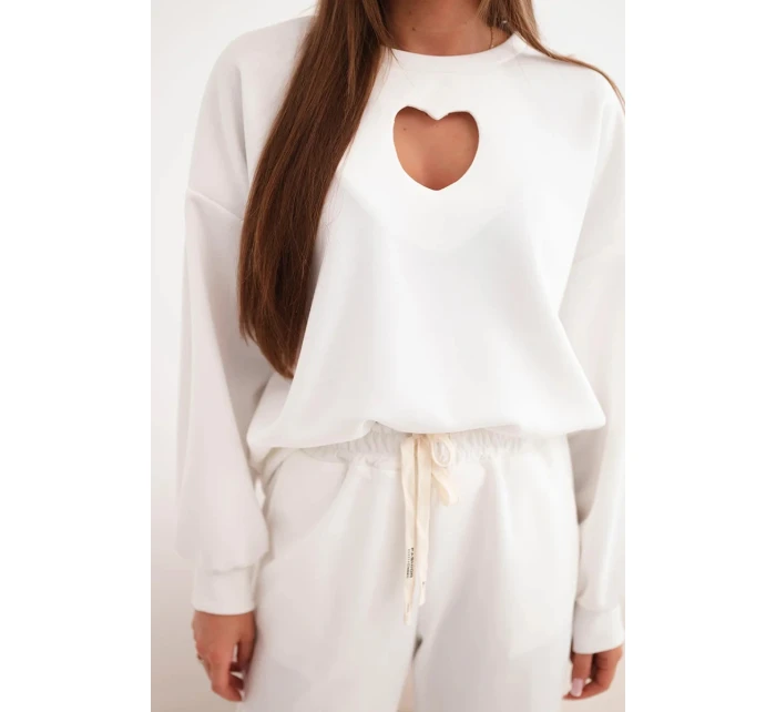 Dámská souprava model 21921204 s výřezem ve tvaru srdce ecru - K-Fashion