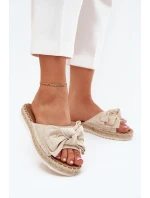 Dámské Pantofle Na Platformě S Pletením A Mašlí Béžové model 21700102 - Boto