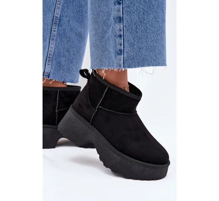 Dámské Nízké Sněhule Na Zasun S Oteplením S Hřejivým Kožíškem Černé Mavelle Dámské Nízké Sněhule Na Zasun S Oteplením S Hřejivým Kožíškem Černé Mavelle