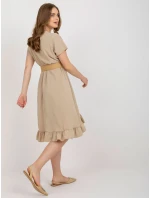 Sukienka DHJ SK model 21110918 beżowy - FPrice Sukienka DHJ SK model 21110918 beżowy - FPrice