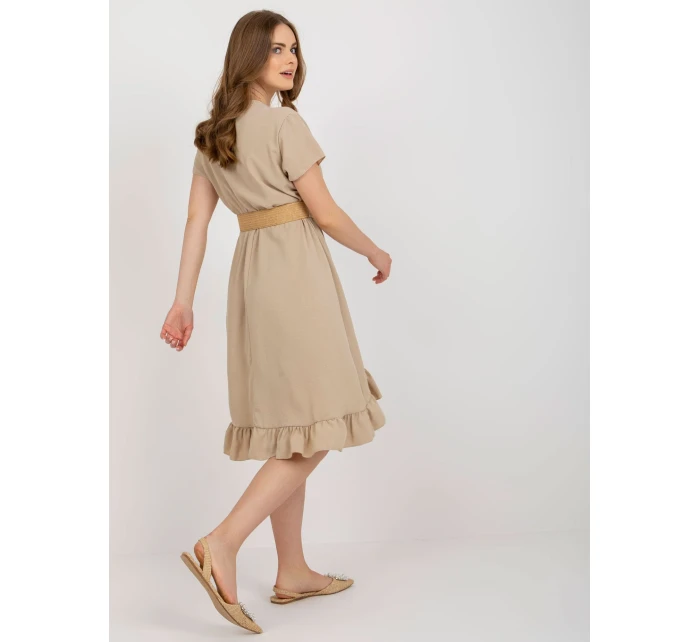 Sukienka DHJ SK model 21110918 beżowy - FPrice Sukienka DHJ SK model 21110918 beżowy - FPrice