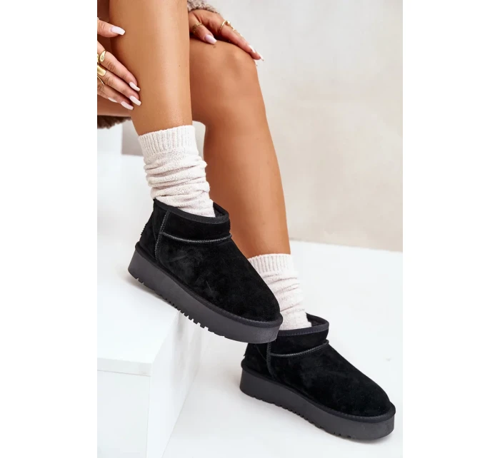 Dámské Semišové Sněhule Na Platformě Černé Nereviana