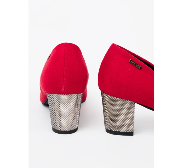 Luxusní červené  lodičky dámské na širokém podpatku