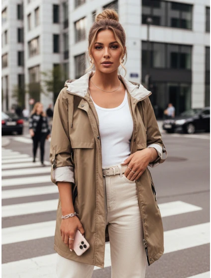 Dámská přechodná bunda parka MEROY tmavě béžová FashionStreet TY4289 Dámská přechodná bunda parka MEROY tmavě béžová FashionStreet TY4289