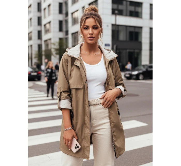 Dámská přechodná bunda parka MEROY tmavě béžová FashionStreet TY4289 Dámská přechodná bunda parka MEROY tmavě béžová FashionStreet TY4289